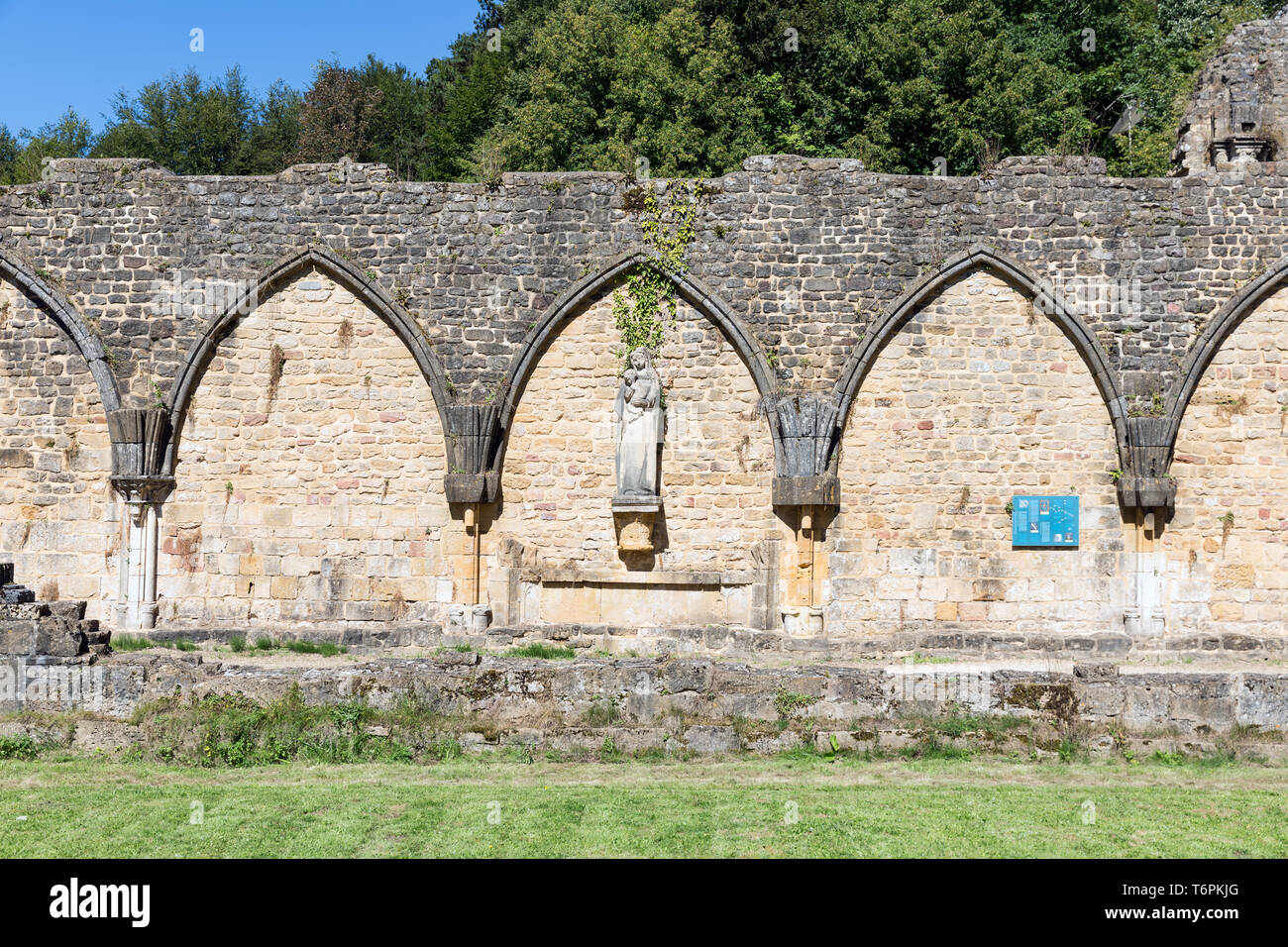 Ruins Orval Abbey in Belgian Ardennes. Stock Photo