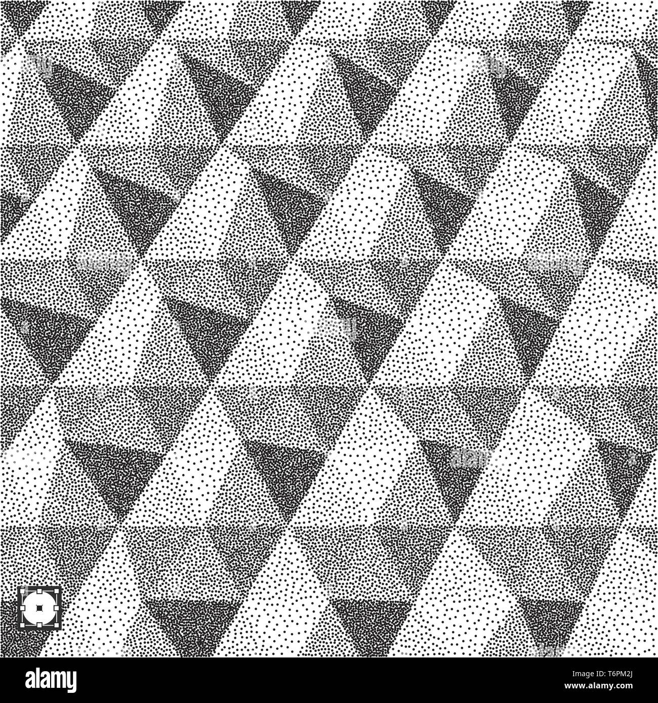 Geometric background. Black and white grainy design. Pointillism pattern. Stippled vector illustration. Stock Vector