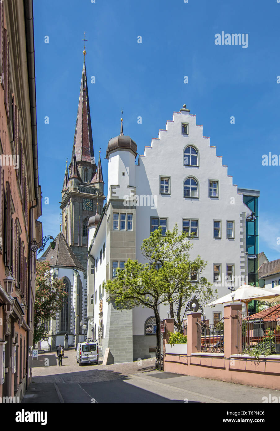 Austrians small castle and the Minster in Radolfzell Stock Photo