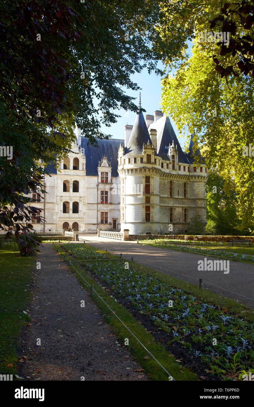 Loire-Chateau of Azay-le-Rideau, Renaissance, France, Europe Stock Photo