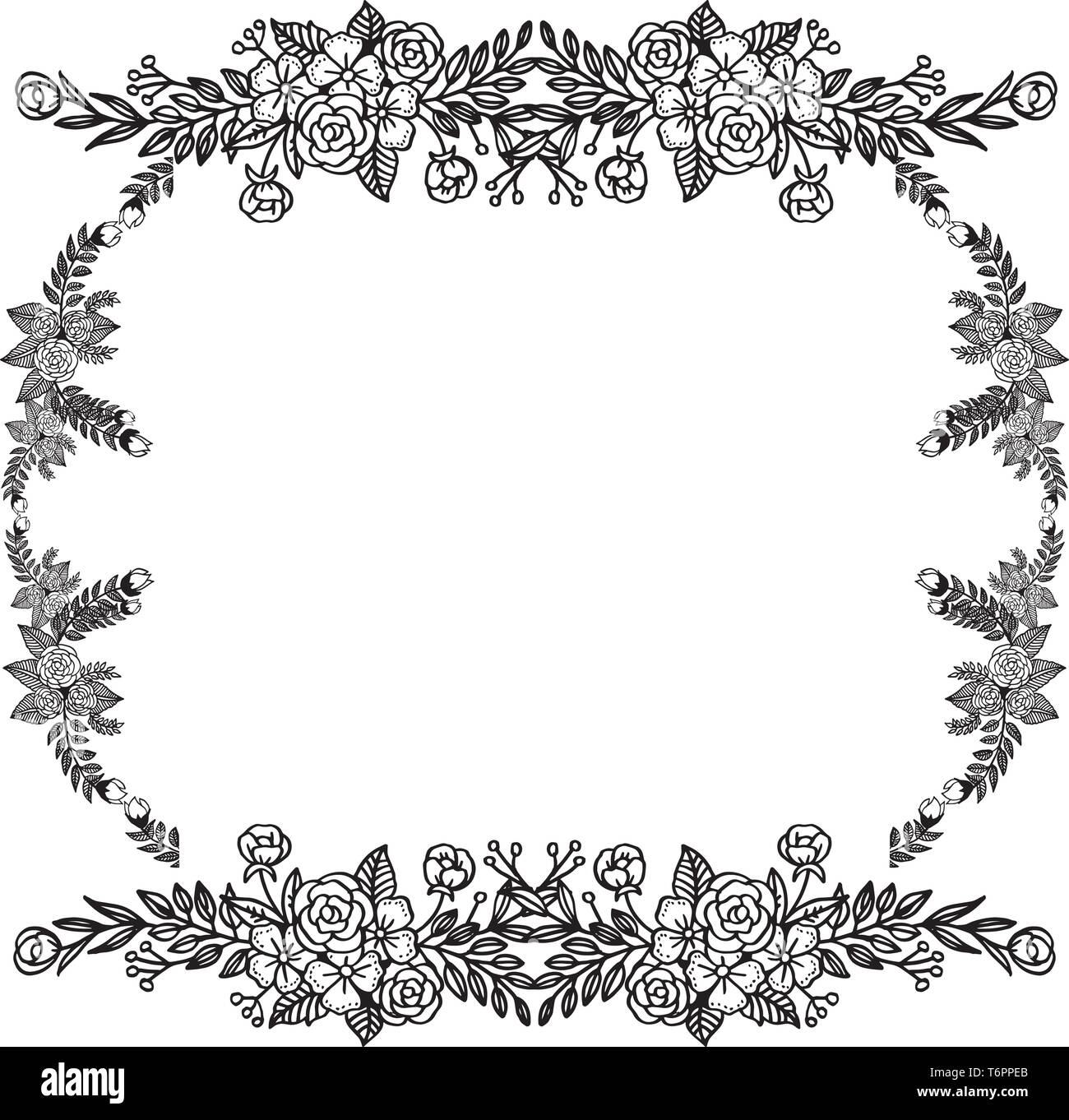 Vector illustration decoration pattern for floral frame hand drawn ...