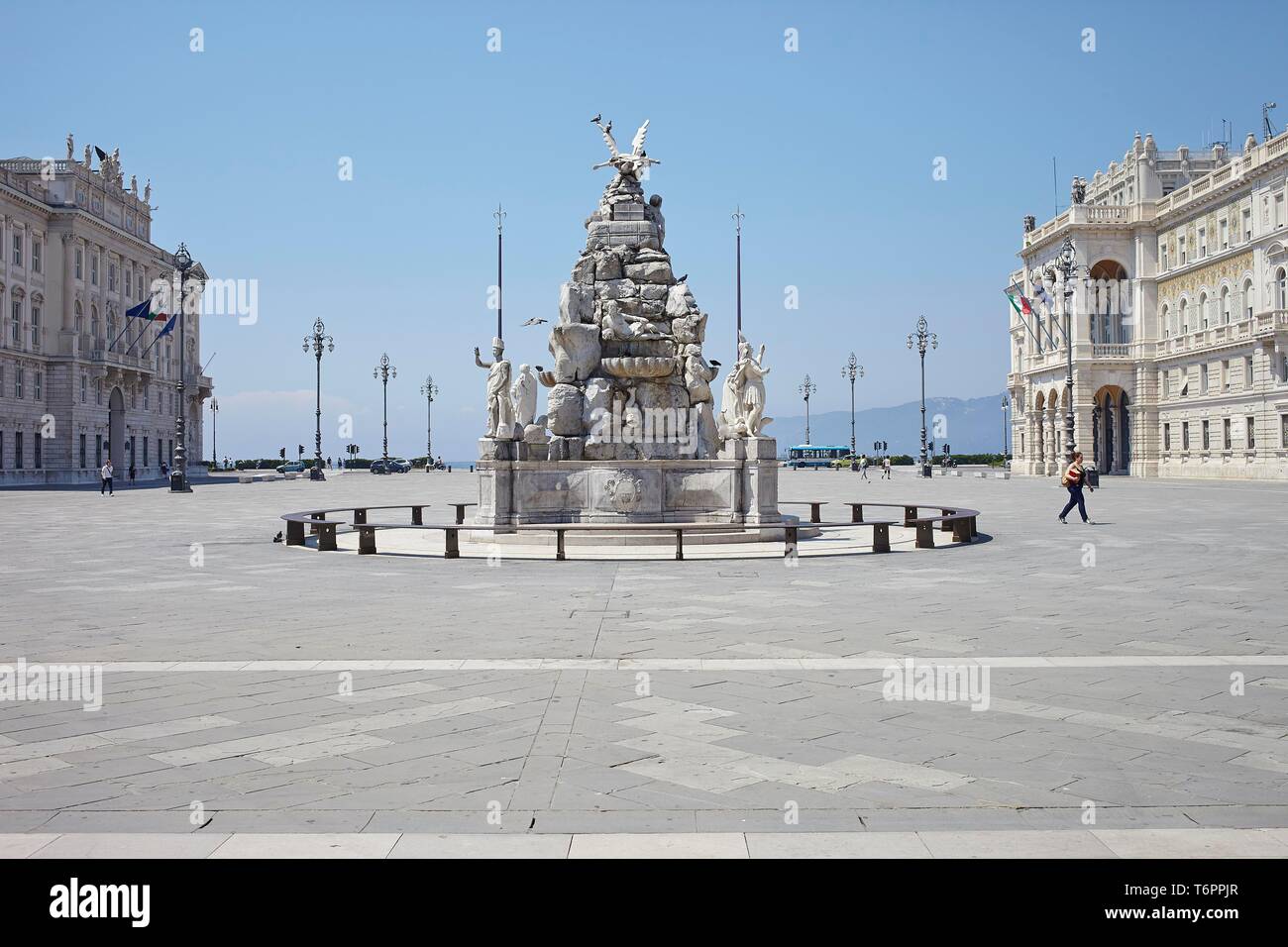 Fountain of the Four Continents on Piazza Unita d' Italia, Triest, Italien Stock Photo