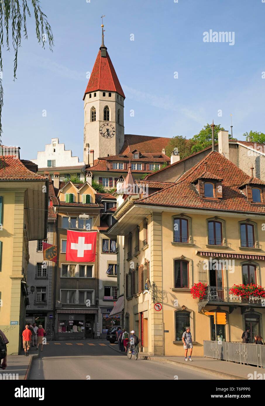 Historic city centre and the City Church of Thun, Bernese Oberland ...