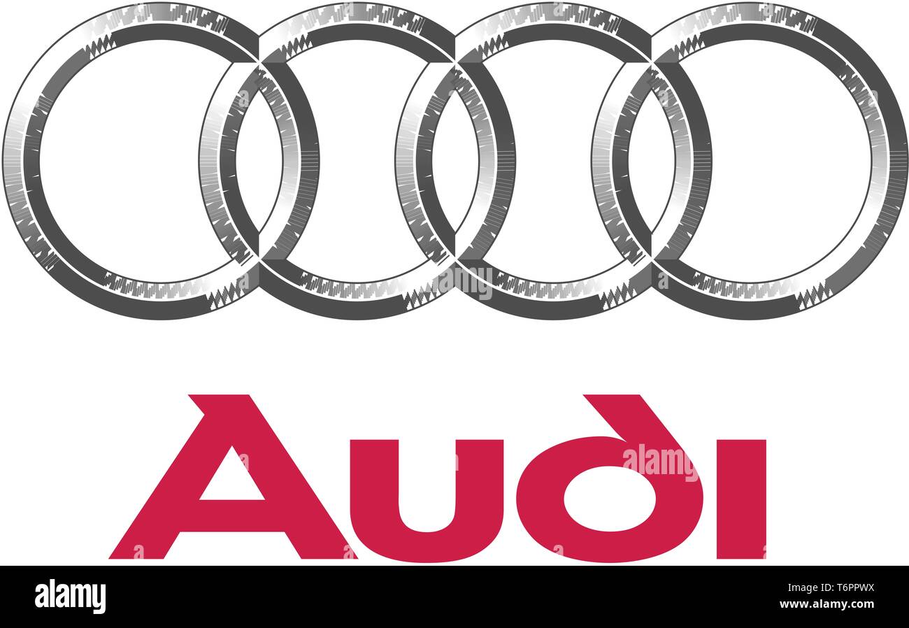 Audi logo with lettering, corporate identity, optional, white