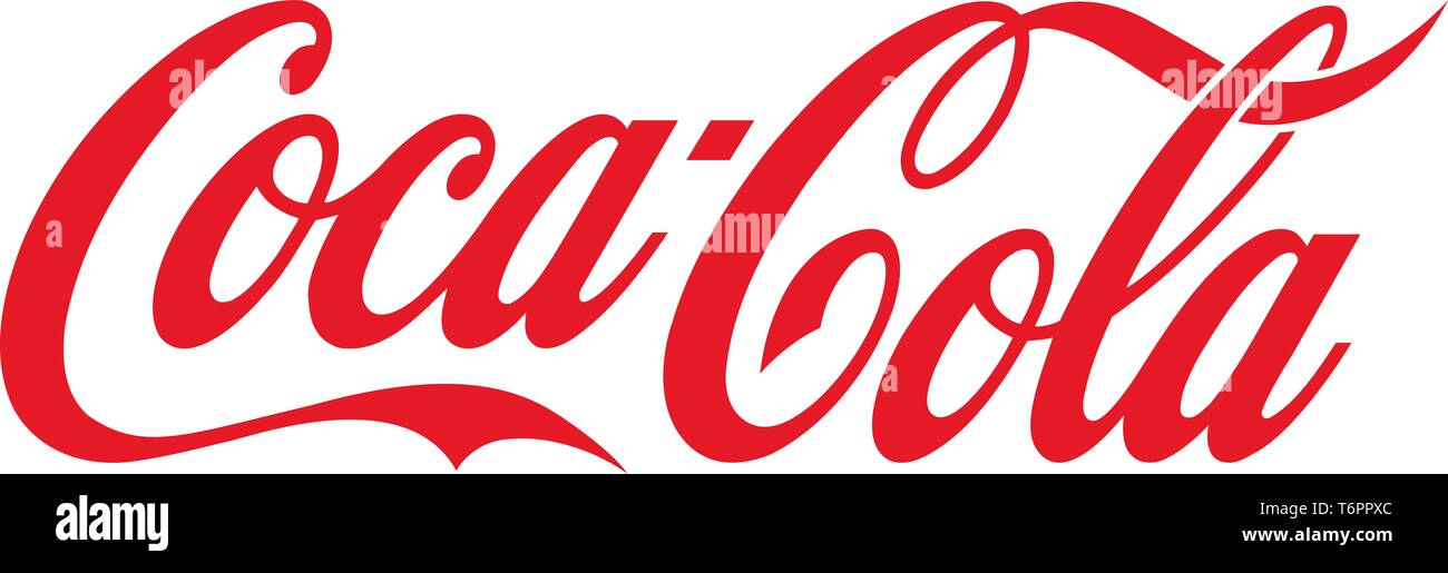 Red Coca-Cola logo, corporate identity, lettering, optional, white background, Germany Stock Photo