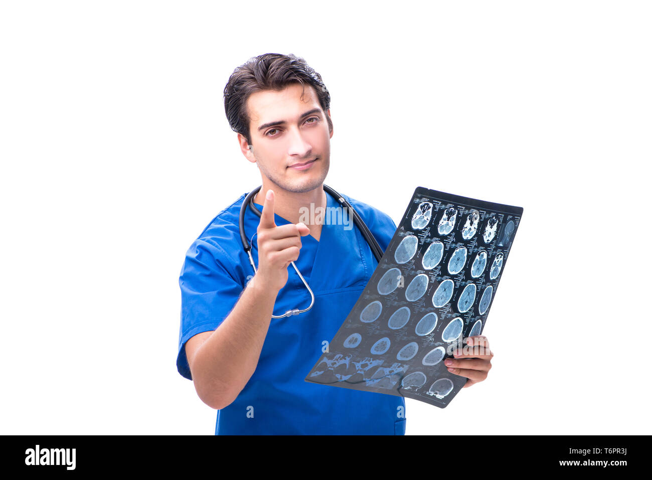 Radiologist doctor with x-ray image isolated on white Stock Photo - Alamy