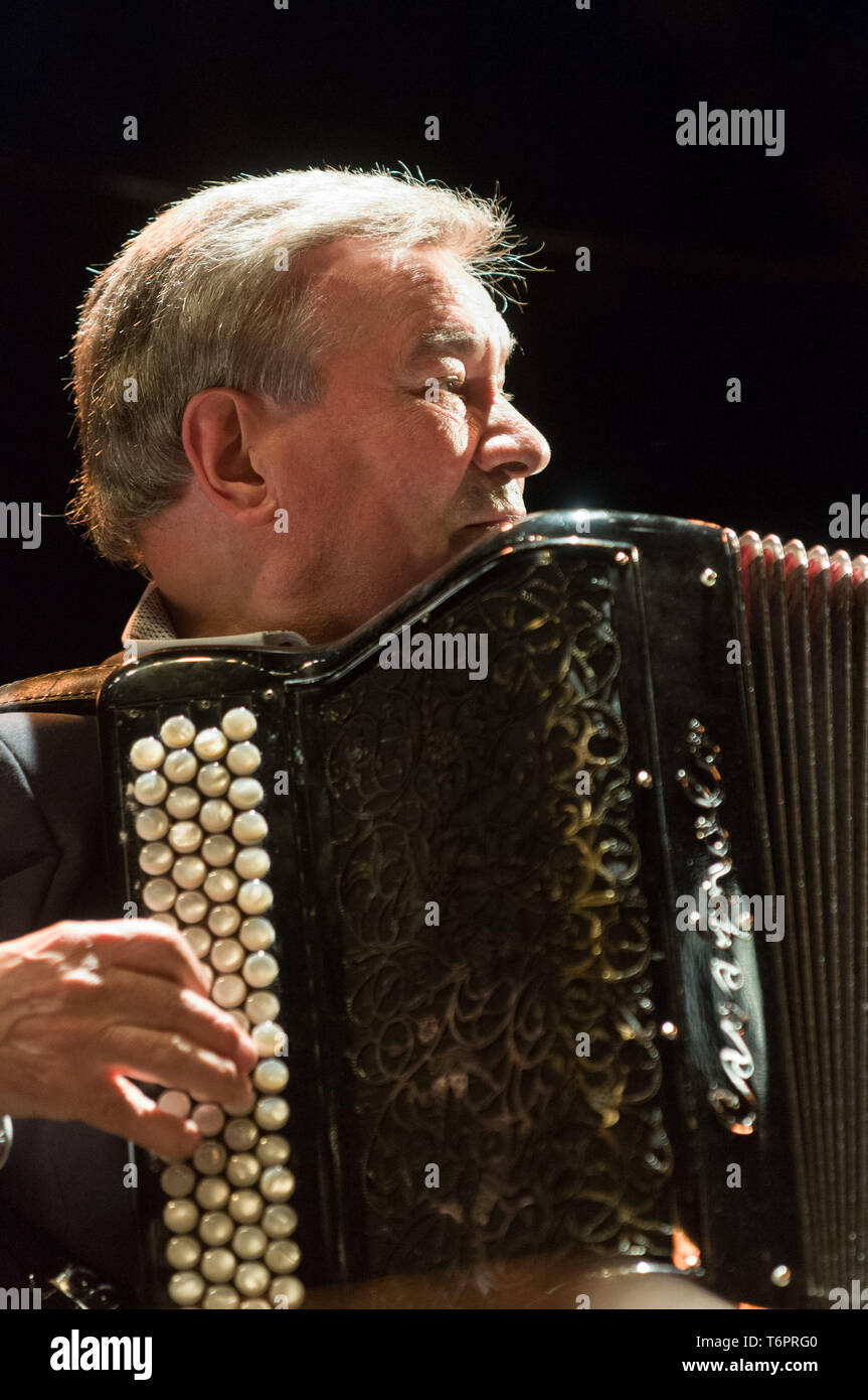 Accordionist Marcel Azzola in concert at the Crest Jazz Vocal Festival on 2011/08/02 Stock Photo
