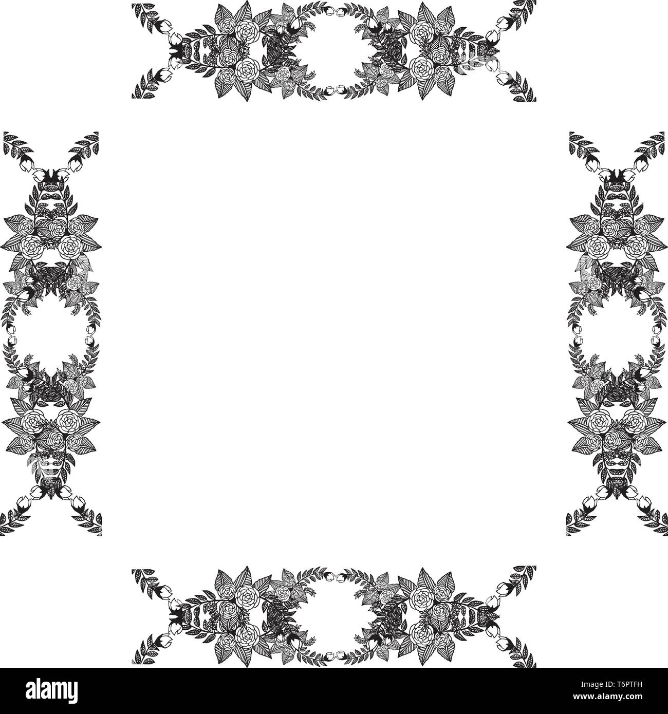 Vector illustration of backdrop white for flower frame hand drawn Stock ...