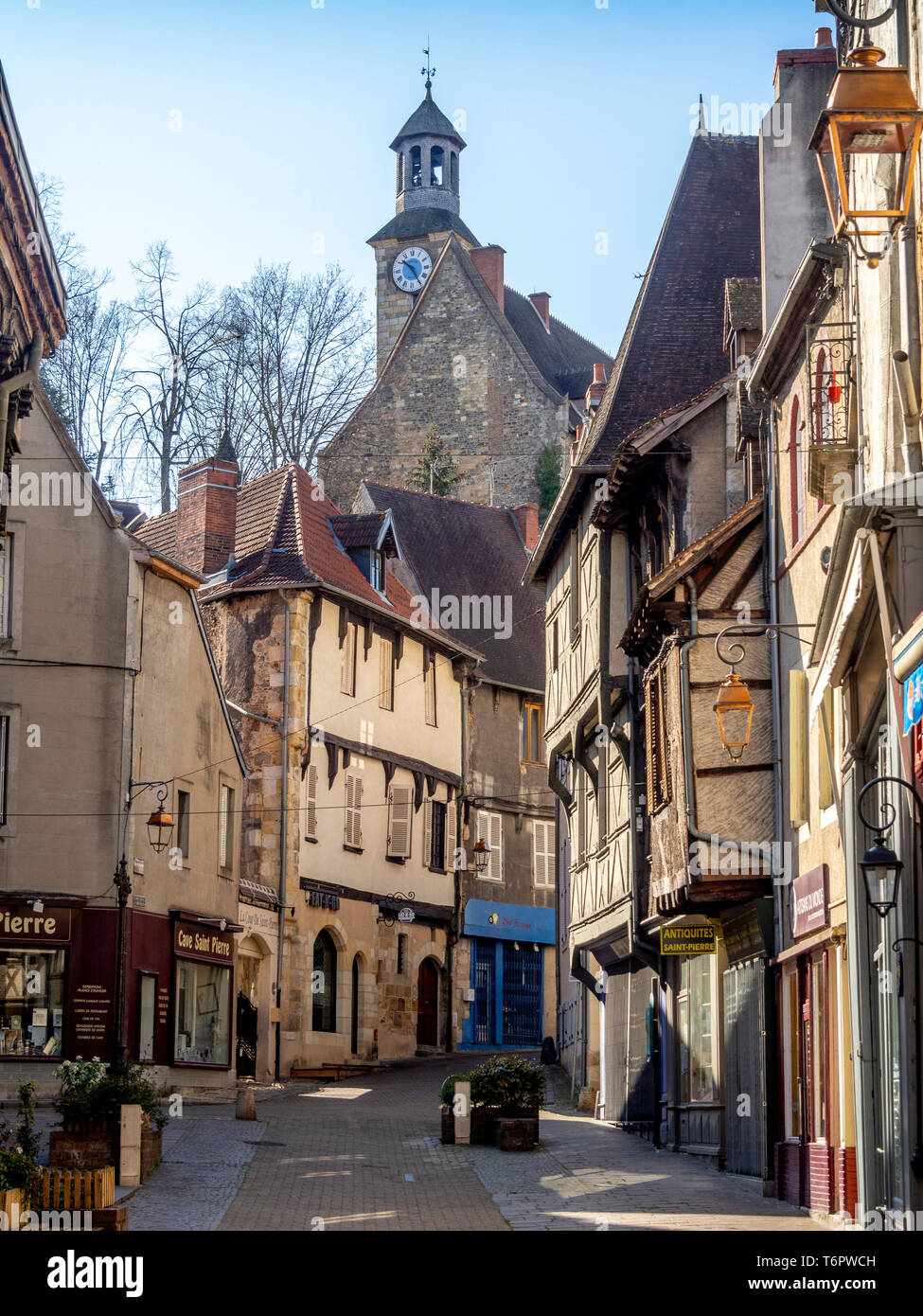 Montluçon, Locksmiths street, Half-Timbered in old city, Allier, Auvergne, France Stock Photo