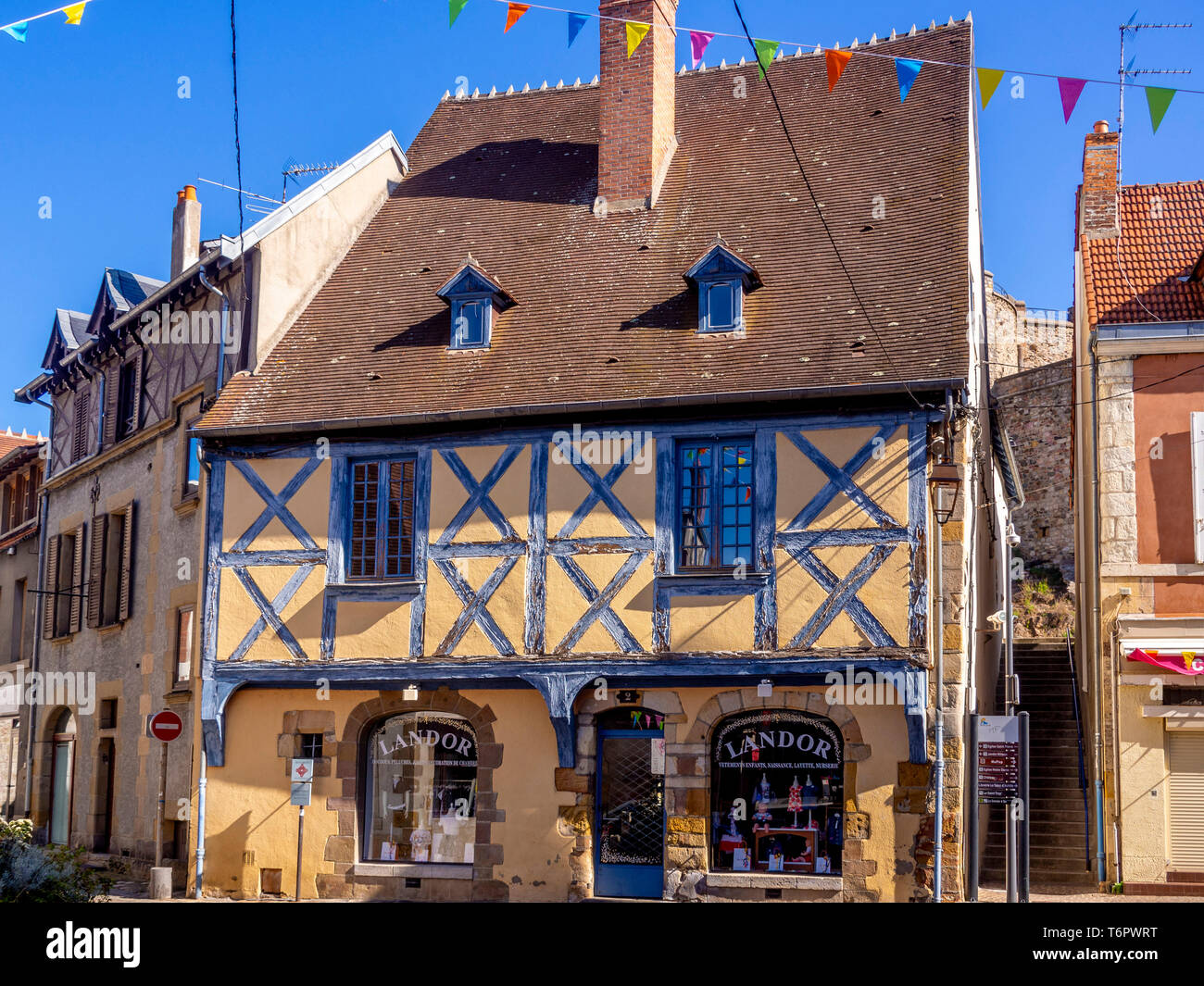 Historic half-timbered house, Montlucon, Allier department, Auvergne-Rhone-Alpes, France, Europe Stock Photo