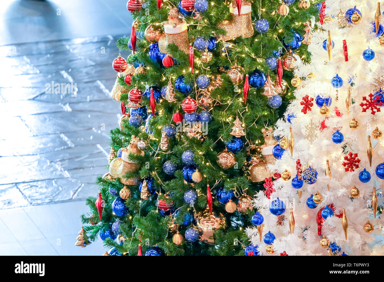 white christmas tree in store