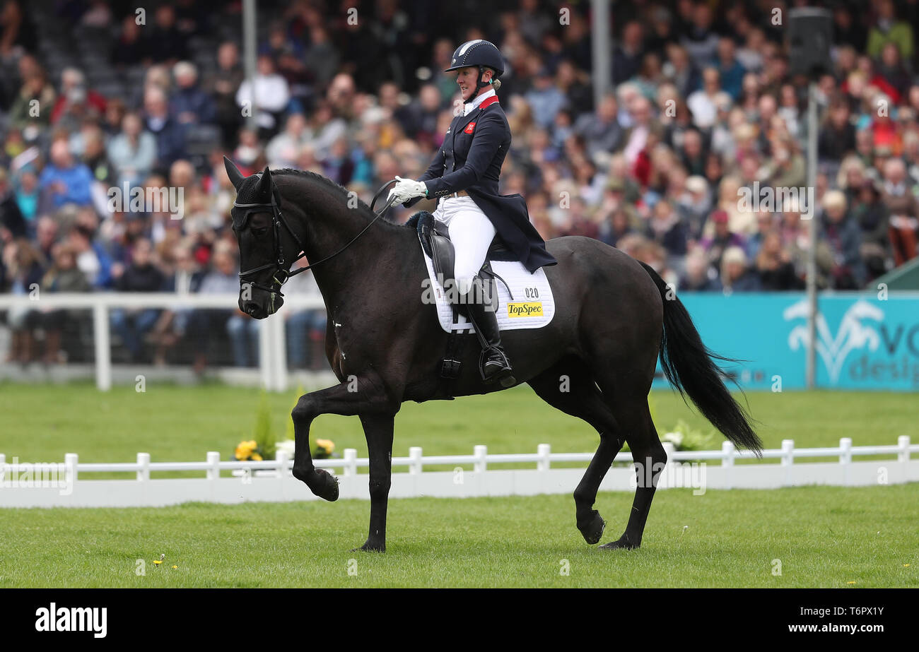 Nicola Wilson on Bulana in the dressage during day two of the 2019 Mitsubishi Motors Badminton Horse Trials at The Badminton Estate, Gloucestershire. Stock Photo