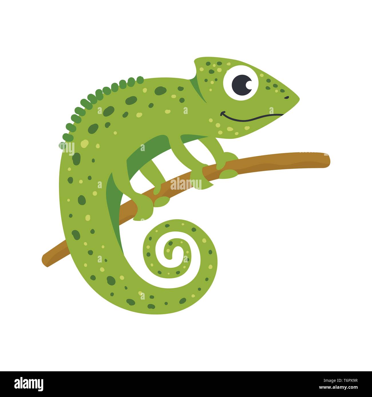 Vector cute African animal. Chameleon. Funny character for kids. Stock Vector