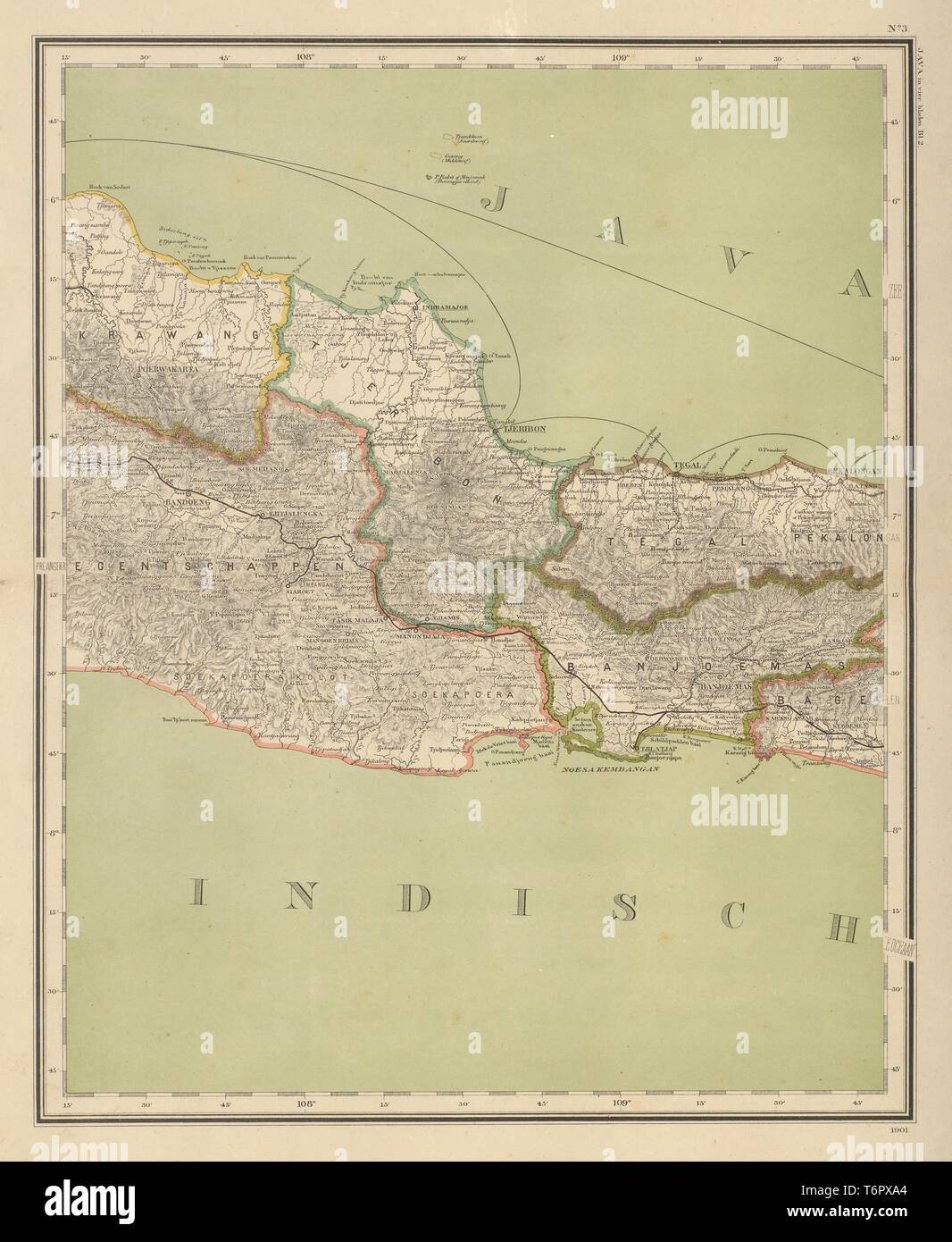 DUTCH EAST INDIES Indonesia West Central JAVA Bandung DORNSEIFFEN 1902 old map Stock Photo