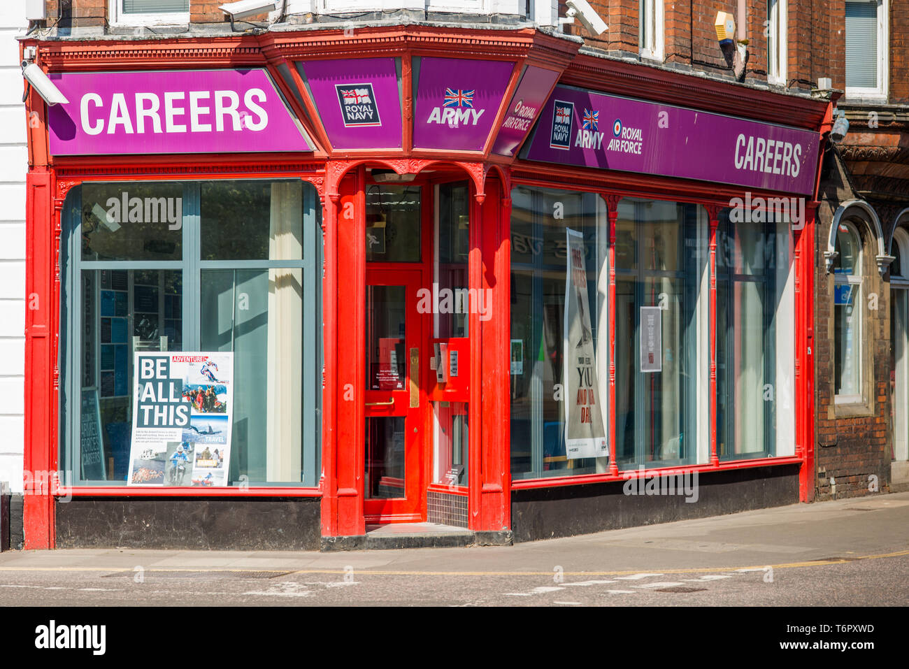 Armed forces recruitment office in Norwich, Norfolk, East Anglia, UK. Stock Photo