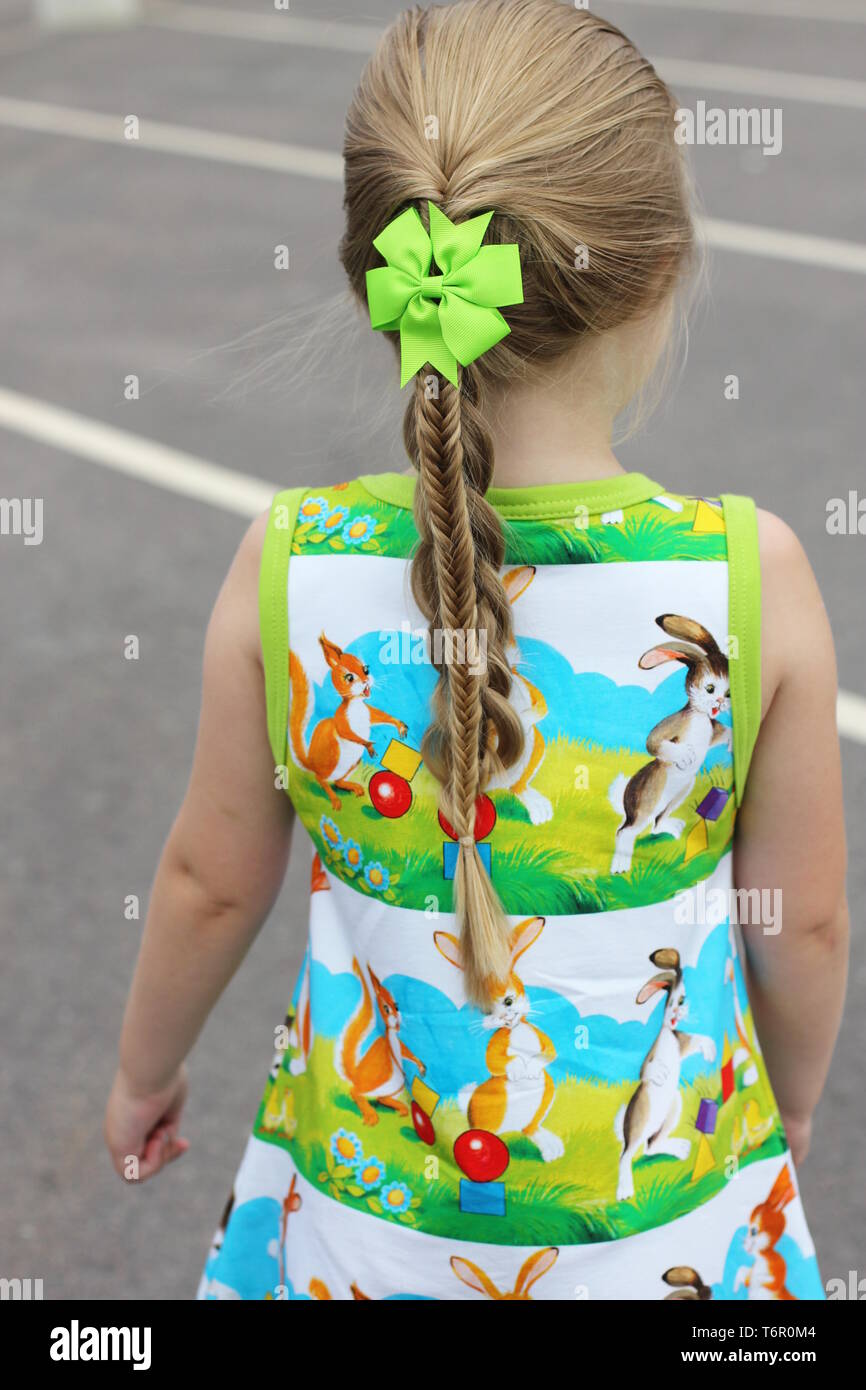 A Little Girl With A Braided Hairstyle Stock Photo 245138548 Alamy