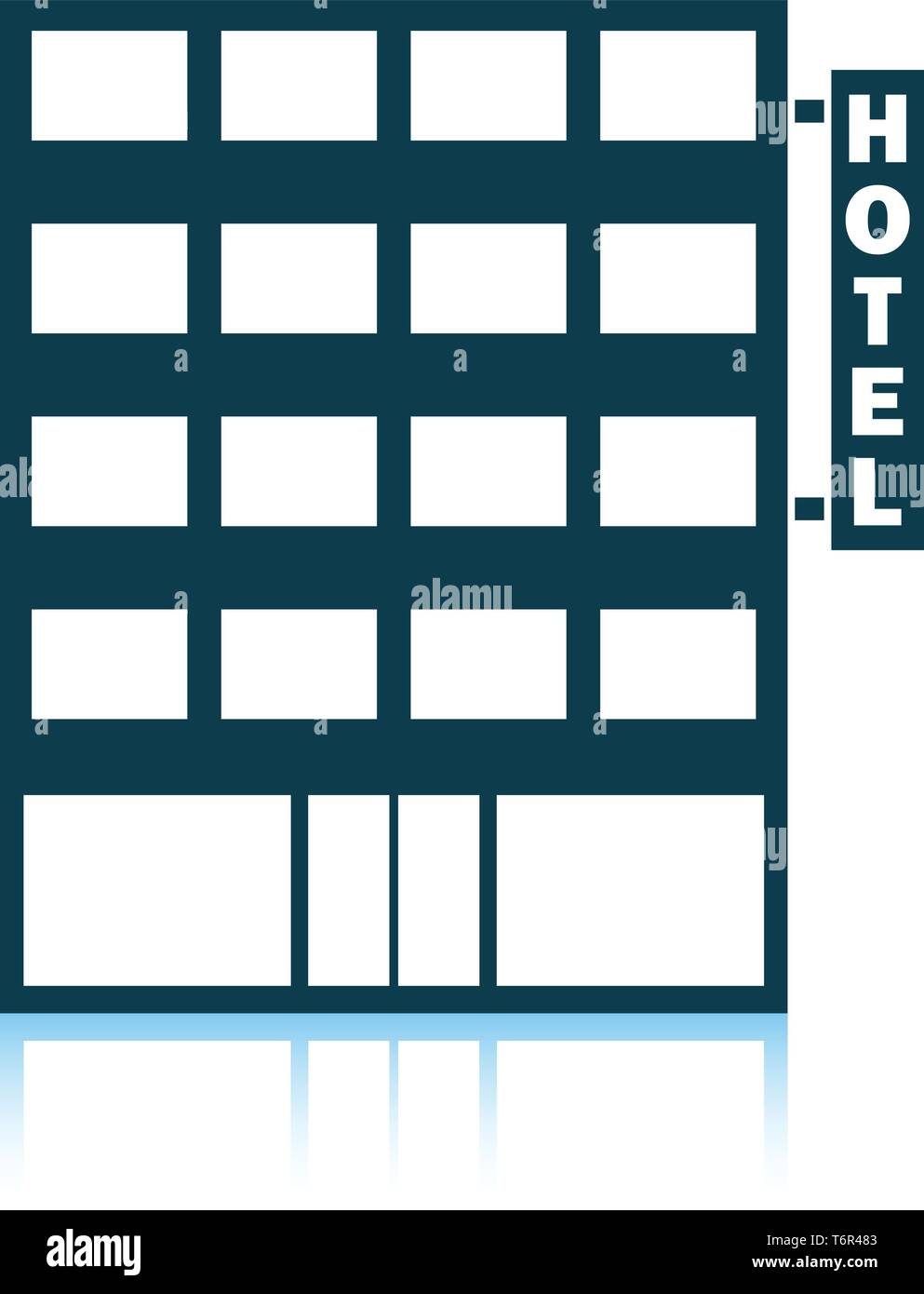 Hotel building icon. Shadow reflection design. Vector illustration. Stock Vector