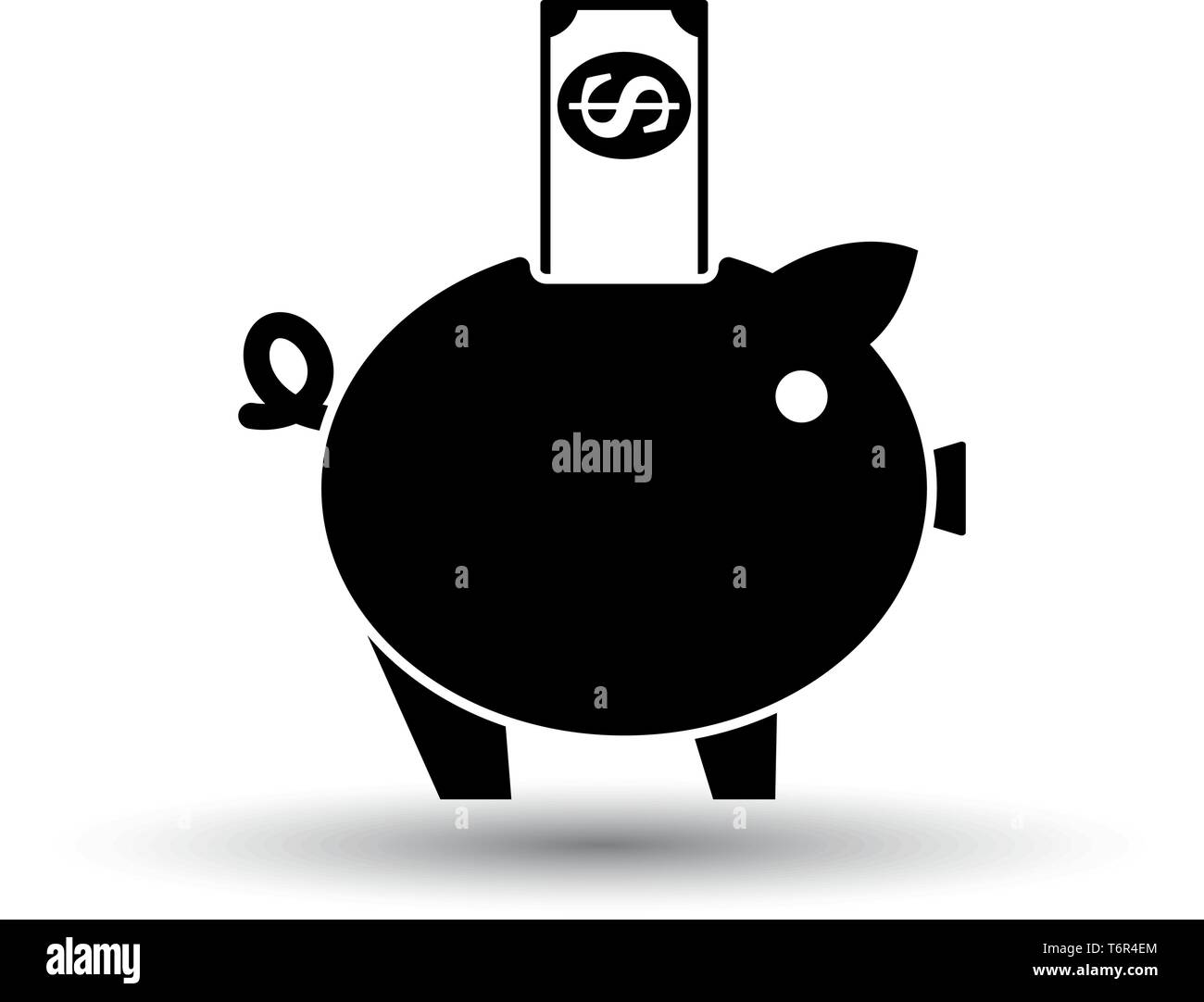 Piggy Bank Icon. Black on White Background With Shadow. Vector ...
