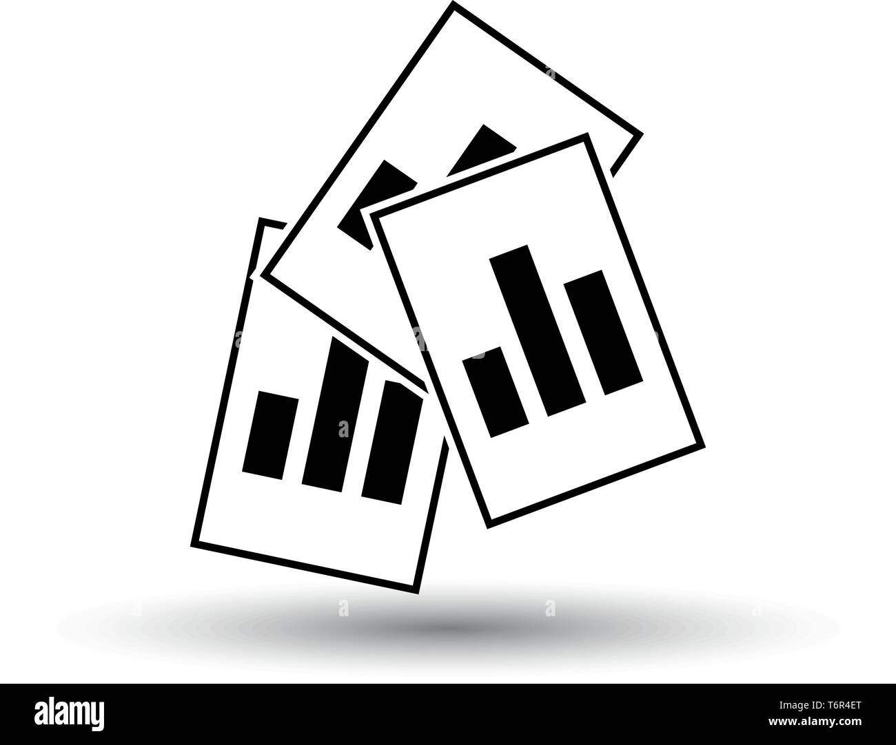 Analytics Sheets Icon. Black on White Background With Shadow. Vector Illustration. Stock Vector