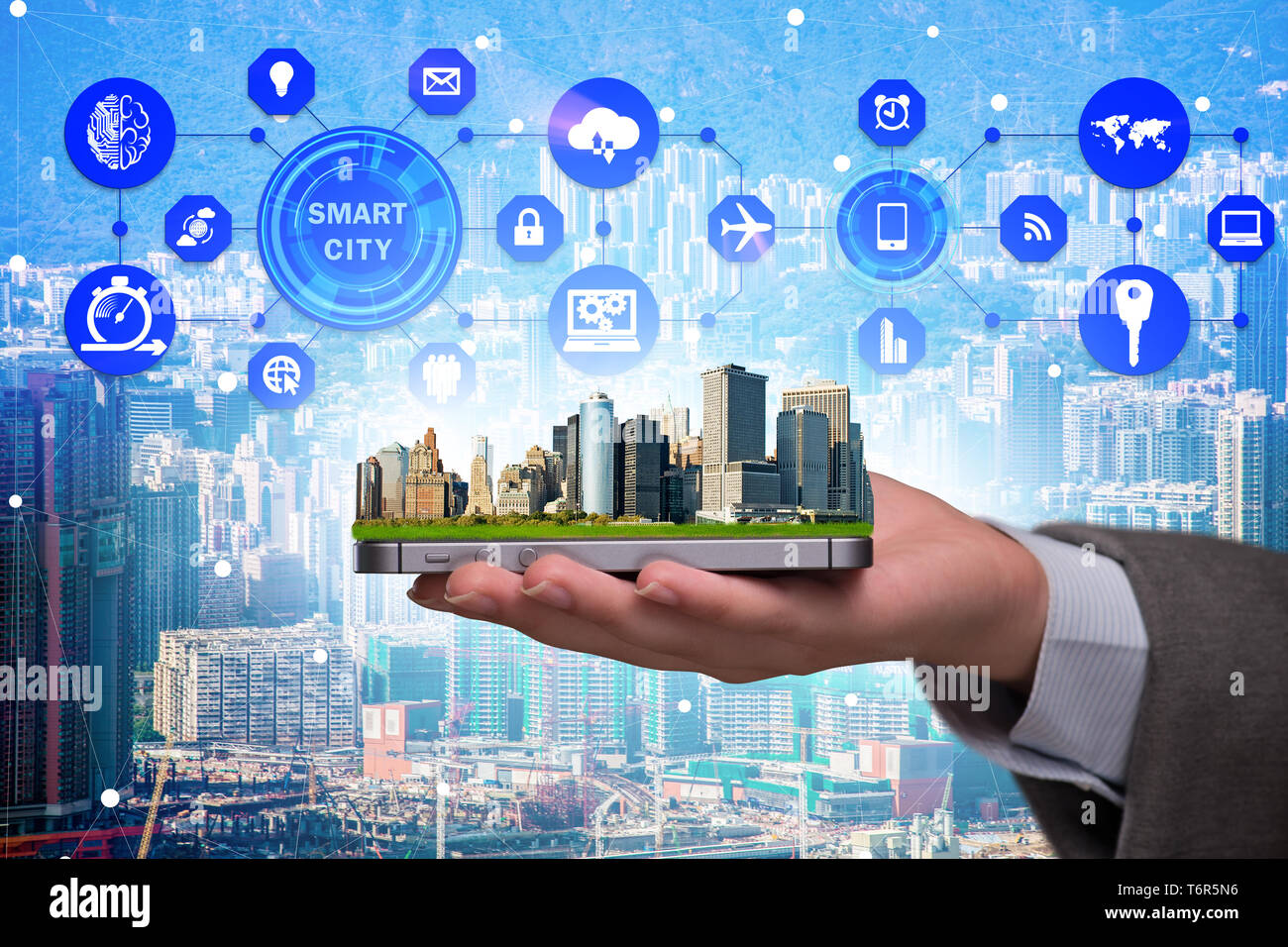 Smart city in innovation concept Stock Photo - Alamy