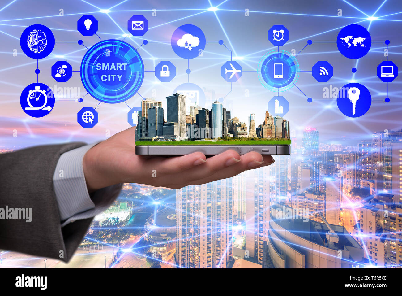 View of Smart city in innovation concept Stock Photo - Alamy