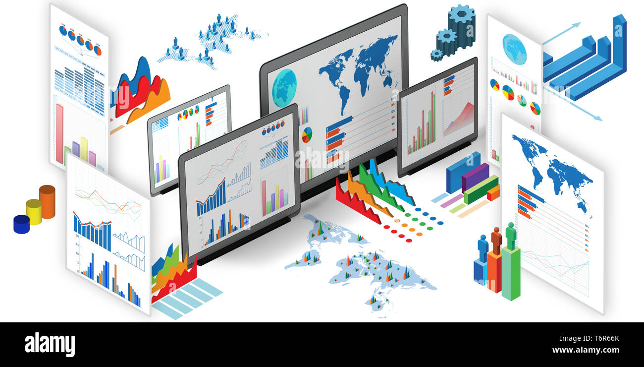Business charts and infographics 3d rendering Stock Photo Alamy