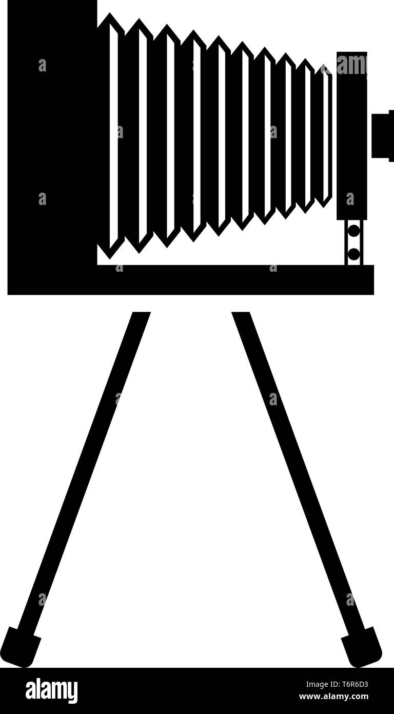 Retro Camera On Tripod Vintage Analog Film Camera Old Photo Camera Icon Black Color Vector Illustration Flat Style Simple Image Stock Vector Image Art Alamy