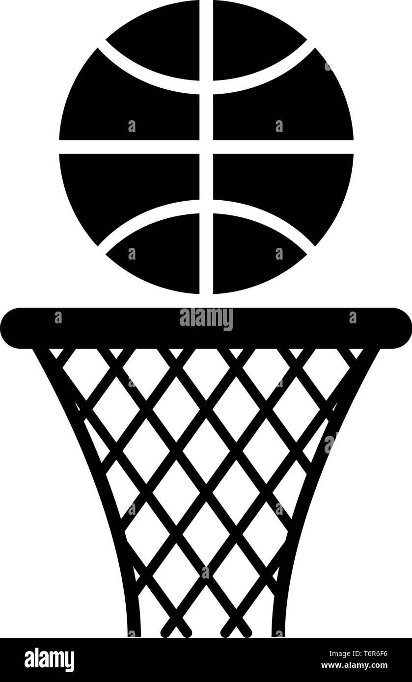 Basketball basket and ball Hoop net and ball icon black color