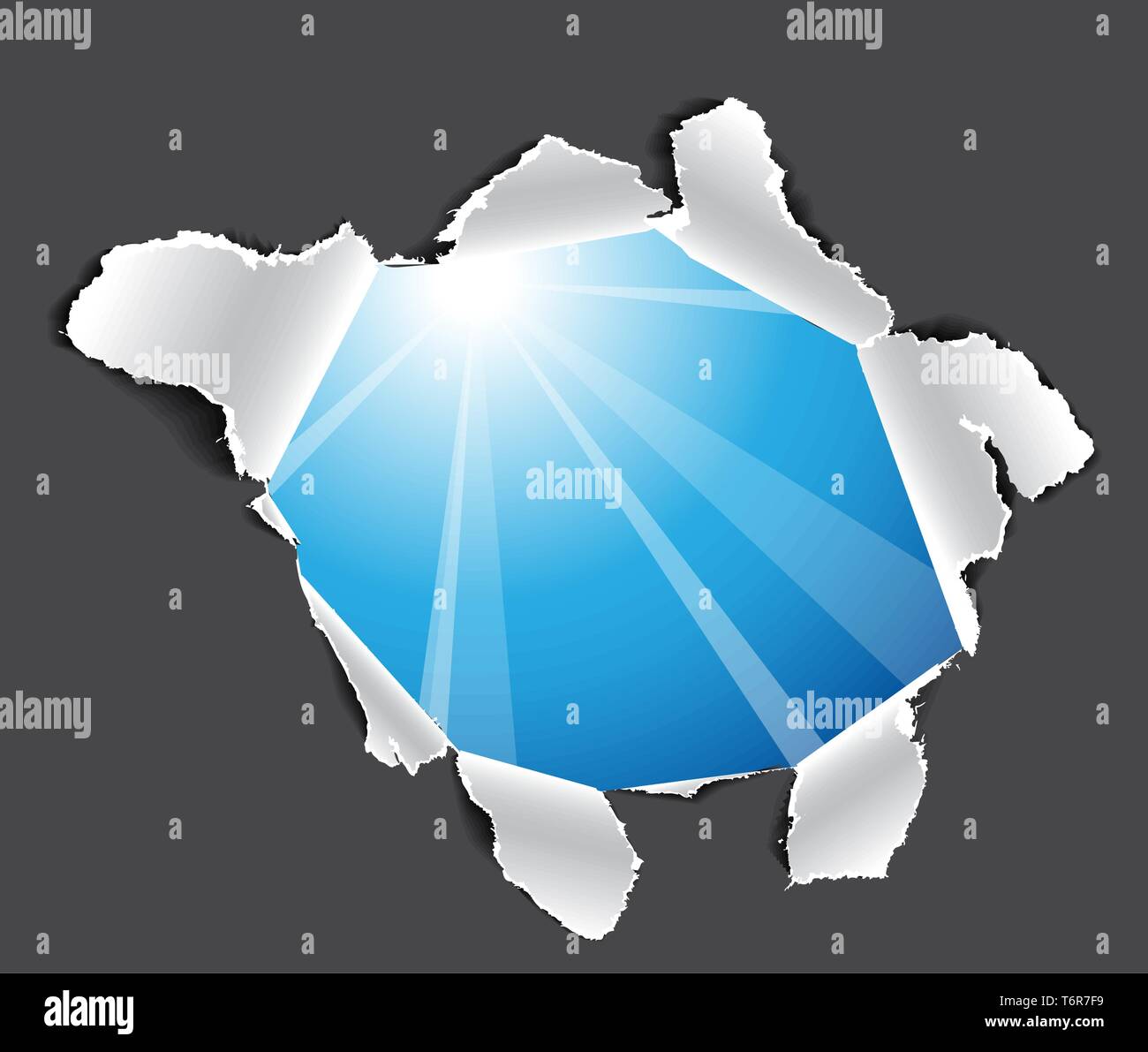 Hole in the sheet of paper look into the sky Stock Vector Image & Art