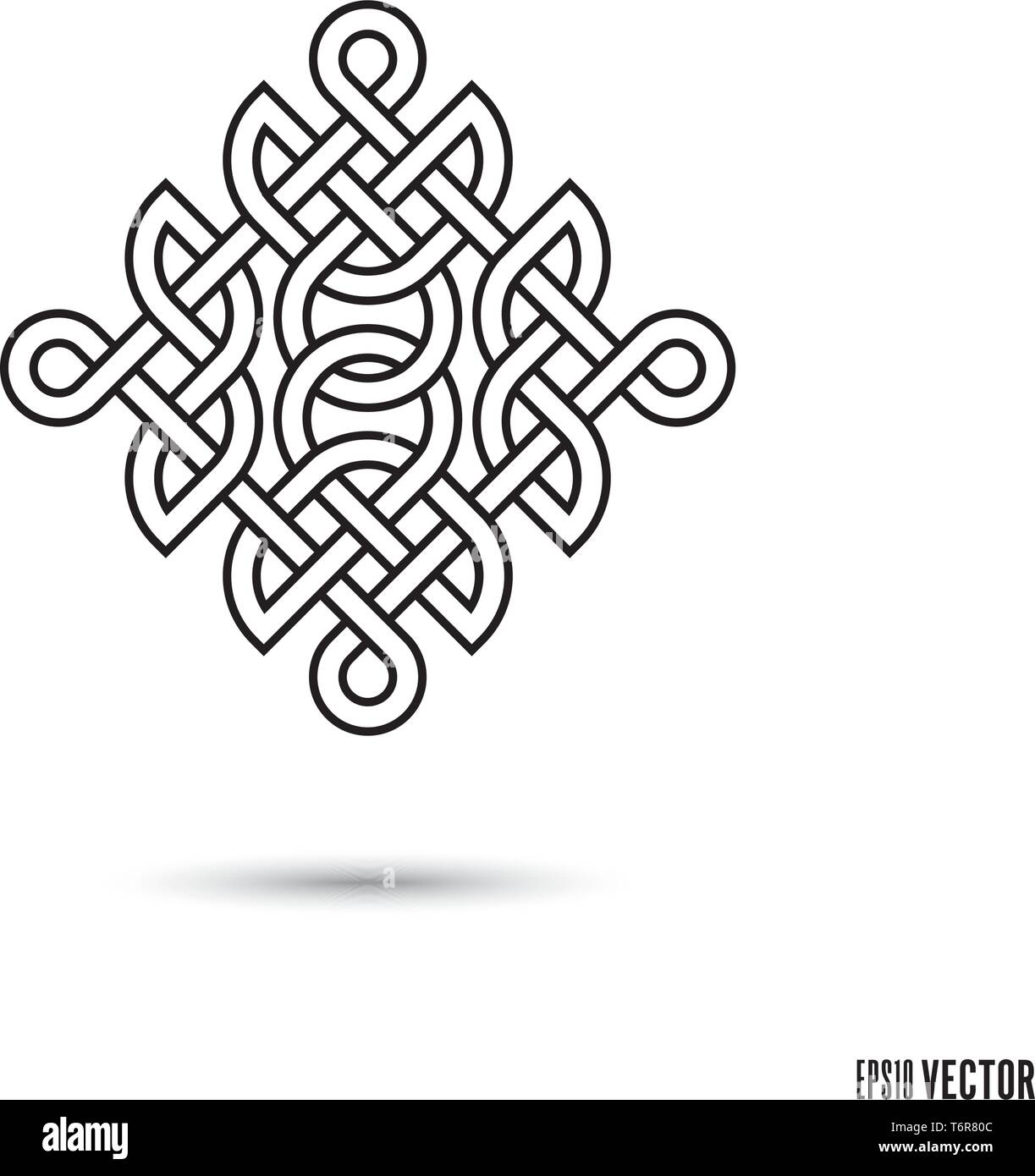Celtic knot, intertwined ribbon outline symbol vector illustration