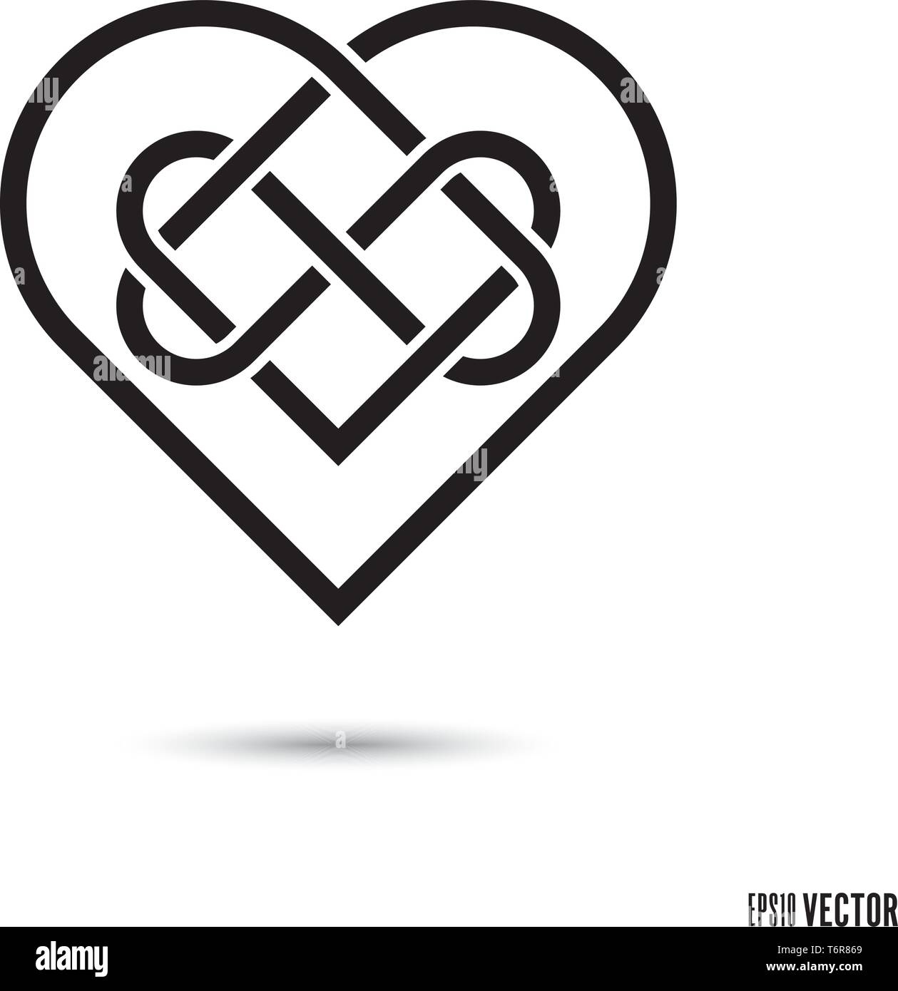 Celtic love knot, intertwined infinite ribbon stencil symbol vector illustration Stock Vector