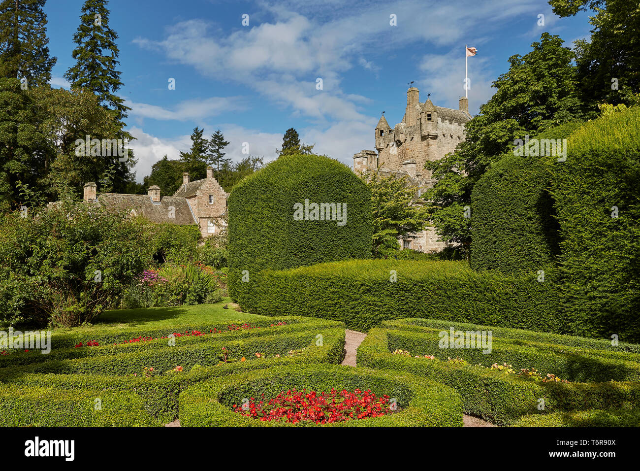 CAWDOR, NAIRN, SCOTLAND, UK - AUGUST 07, 2017: Cawdor Castle surrounded by its beautiful gardens near Inverness, Scotland Stock Photo