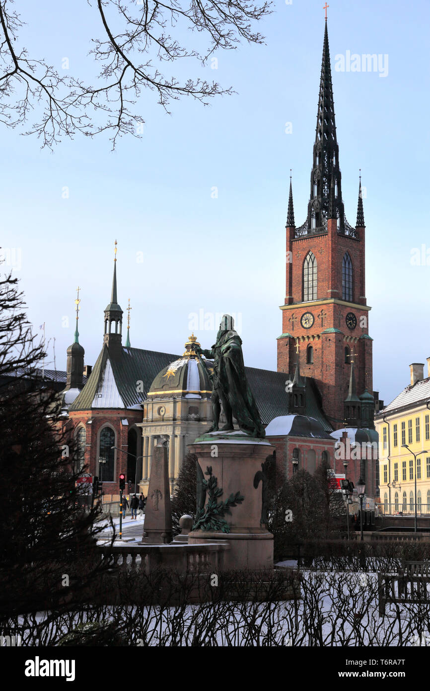 The Riddarholmskyrkan church, Riddarholmen area of Stockholm City, Sweden, Europe Stock Photo