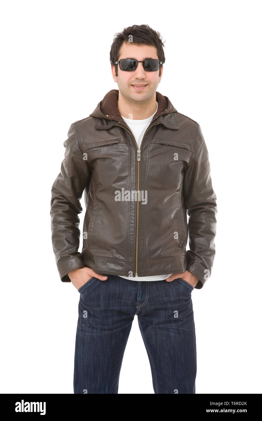 casual happy man portrait on white background Stock Photo - Alamy