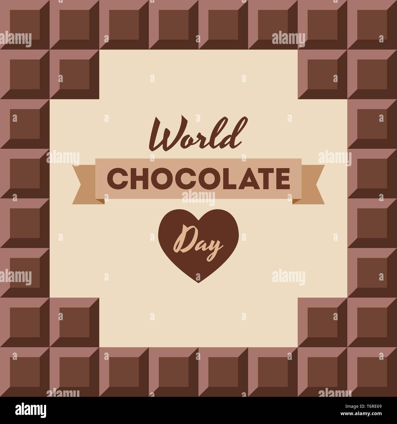 World Chocolate Day.11 July. Сhocolate bars with text inside. Design for poster, banner, greeting card. Seamless background. Vector color illustration Stock Vector