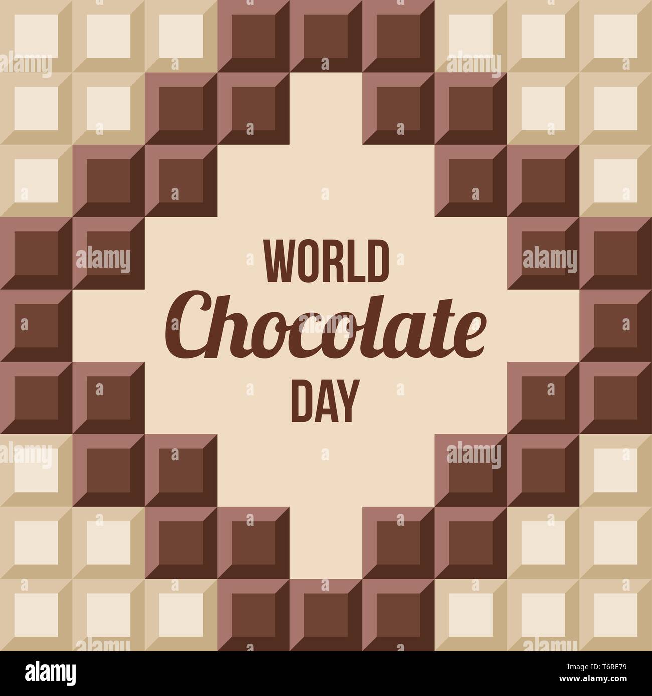 World Chocolate Day.11 July. Сhocolate bars with text inside. Design for poster, banner, greeting card. Seamless background. Vector color illustration Stock Vector