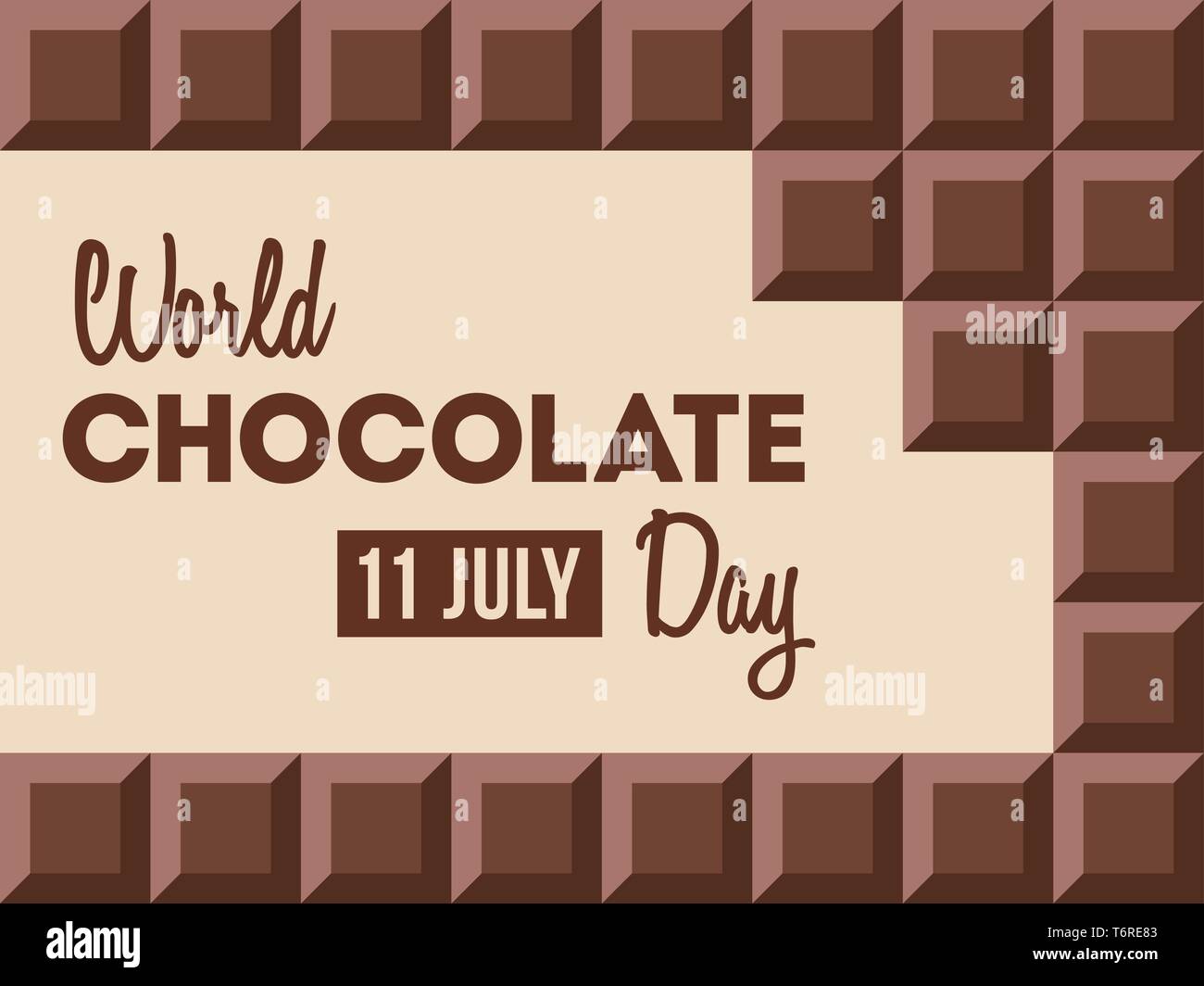 World Chocolate Day.11 July. Сhocolate bars with text inside. Design for poster, banner, greeting card. Vector color illustration. Stock Vector