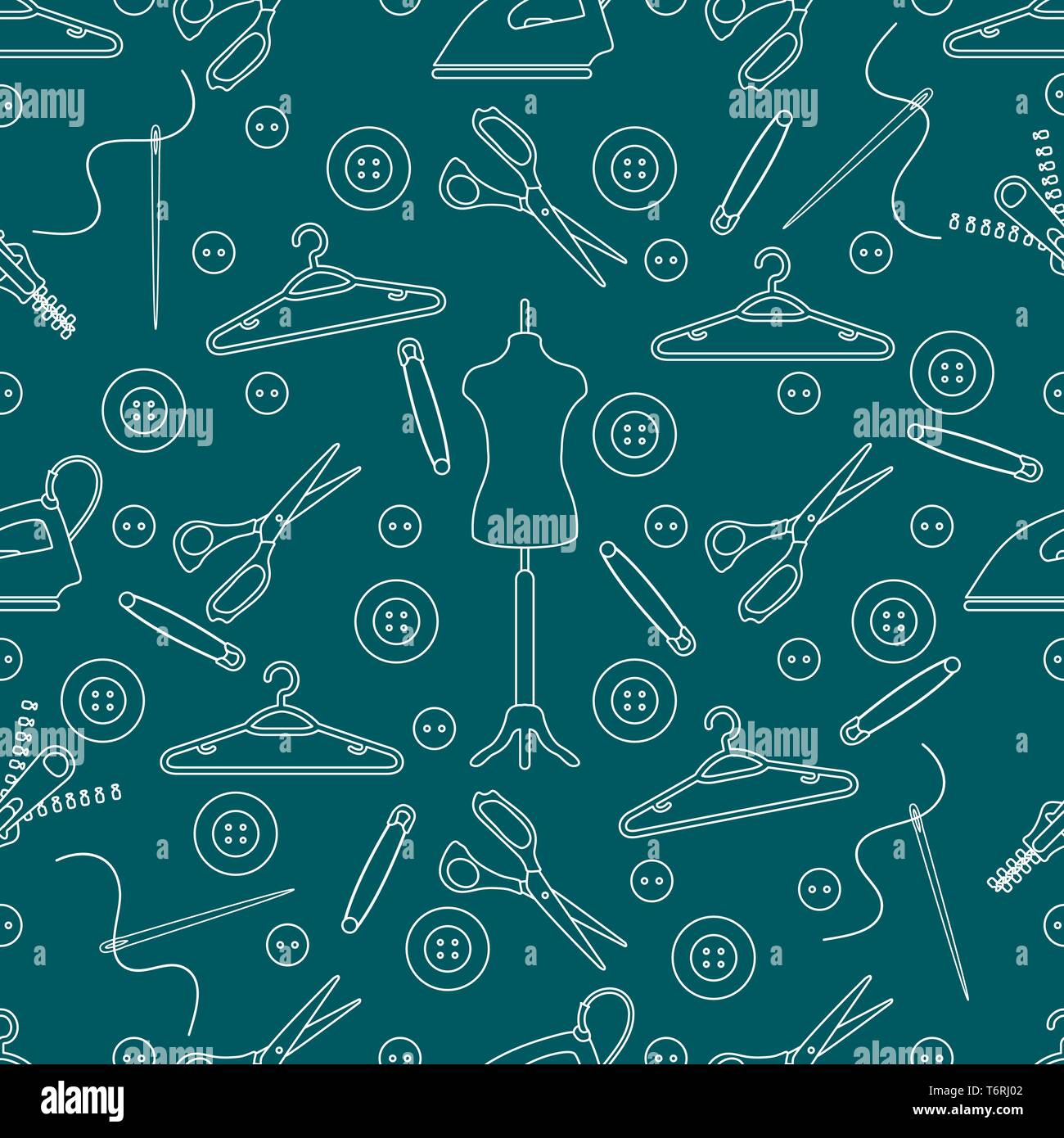 Vector seamless pattern with tools and accessories for sewing. Template ...