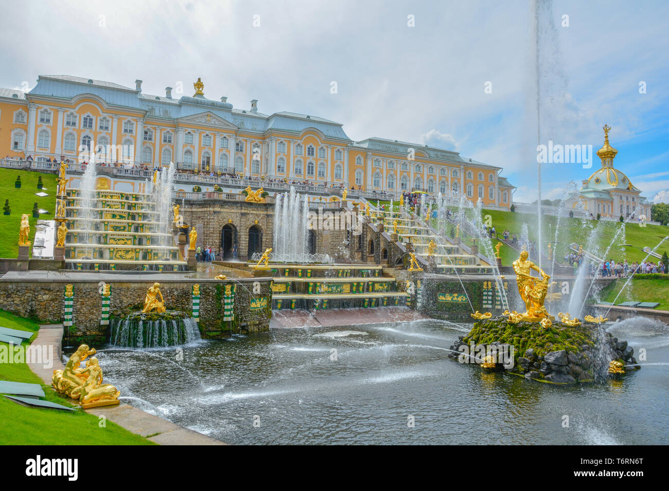 Russia Peterhof Palace at St.Petersburg summer time Stock Photo