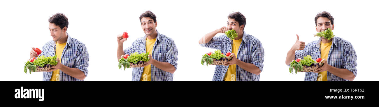 Man with basket of fruits and vegetables Stock Photo - Alamy