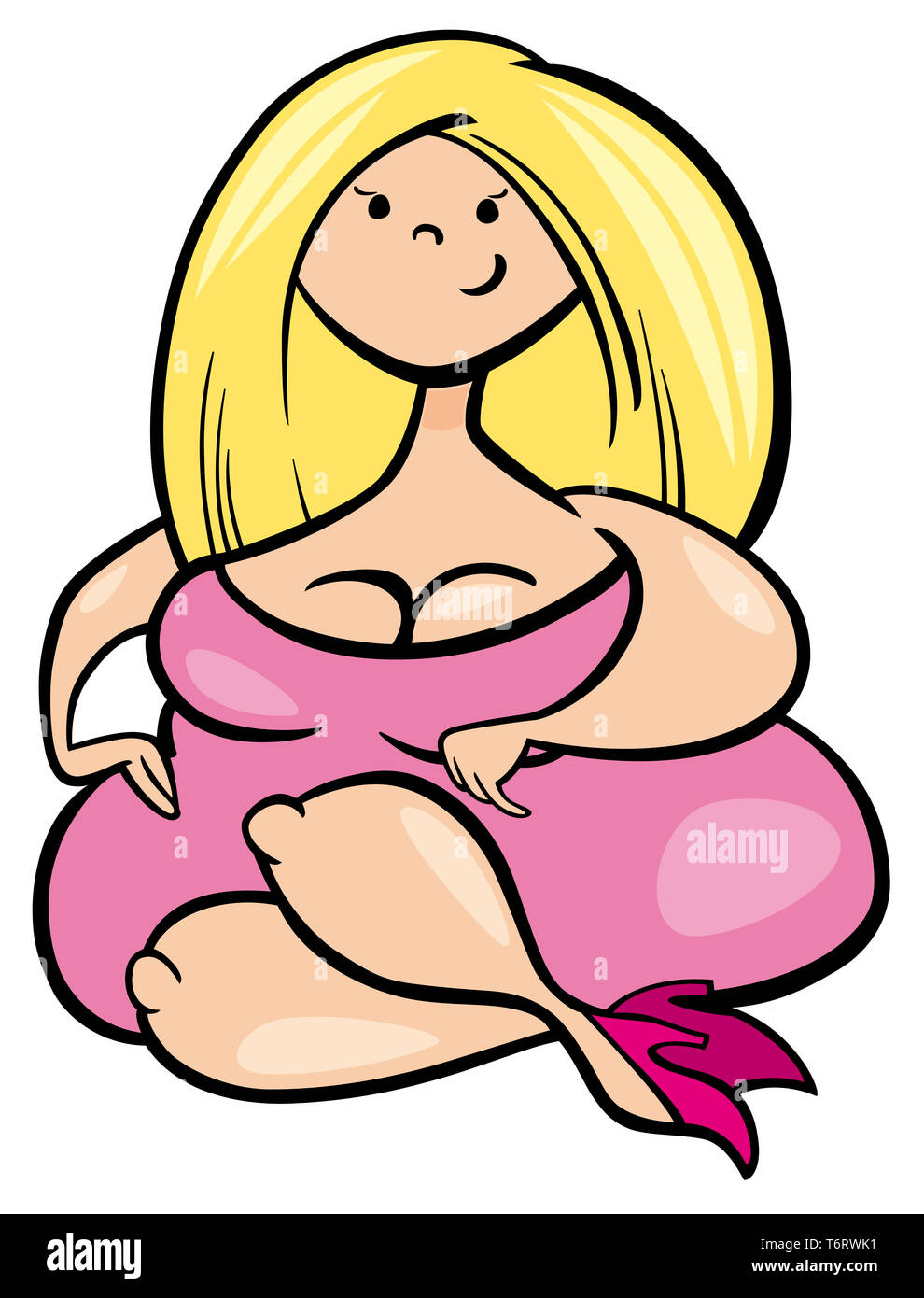 pretty obese girl cartoon character Stock Photo