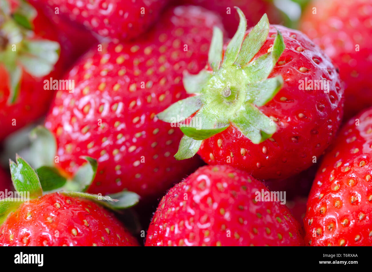 Fresh ripe perfect strawberry - Food Frame Background Stock Photo
