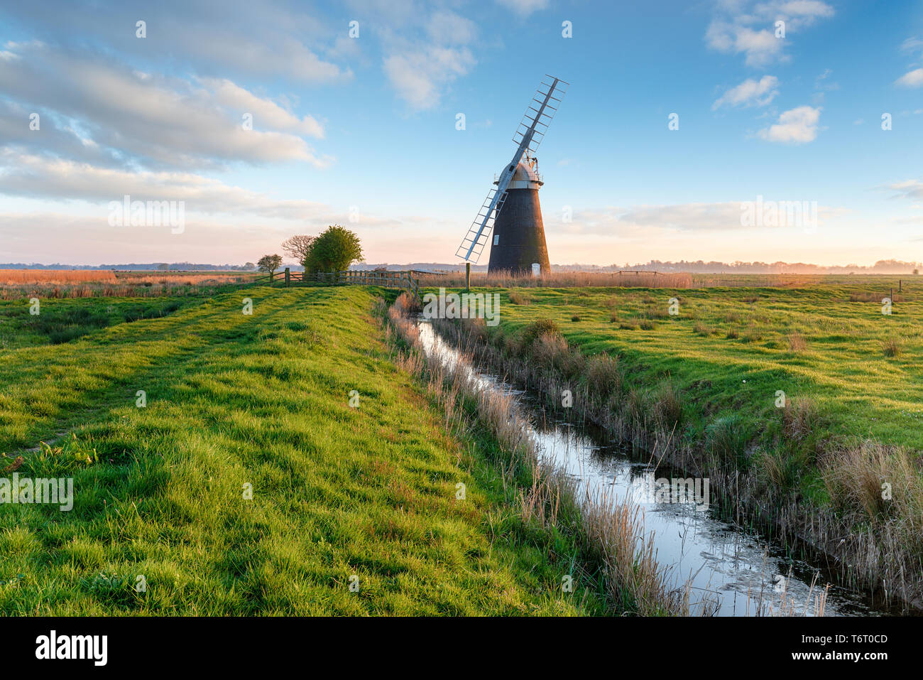 Halvergate Windmill near Great Yarmouth in the Norfolk Broads, also known as Mutton's Mill Stock Photo