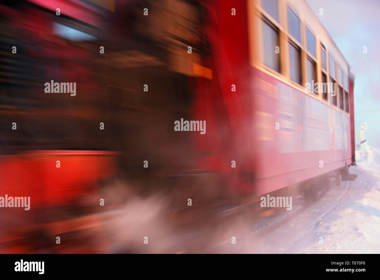 Harzer Schmalspurbahn, narrow-gauge railway driving past, Saxony-Anhalt, Germany Stock Photo