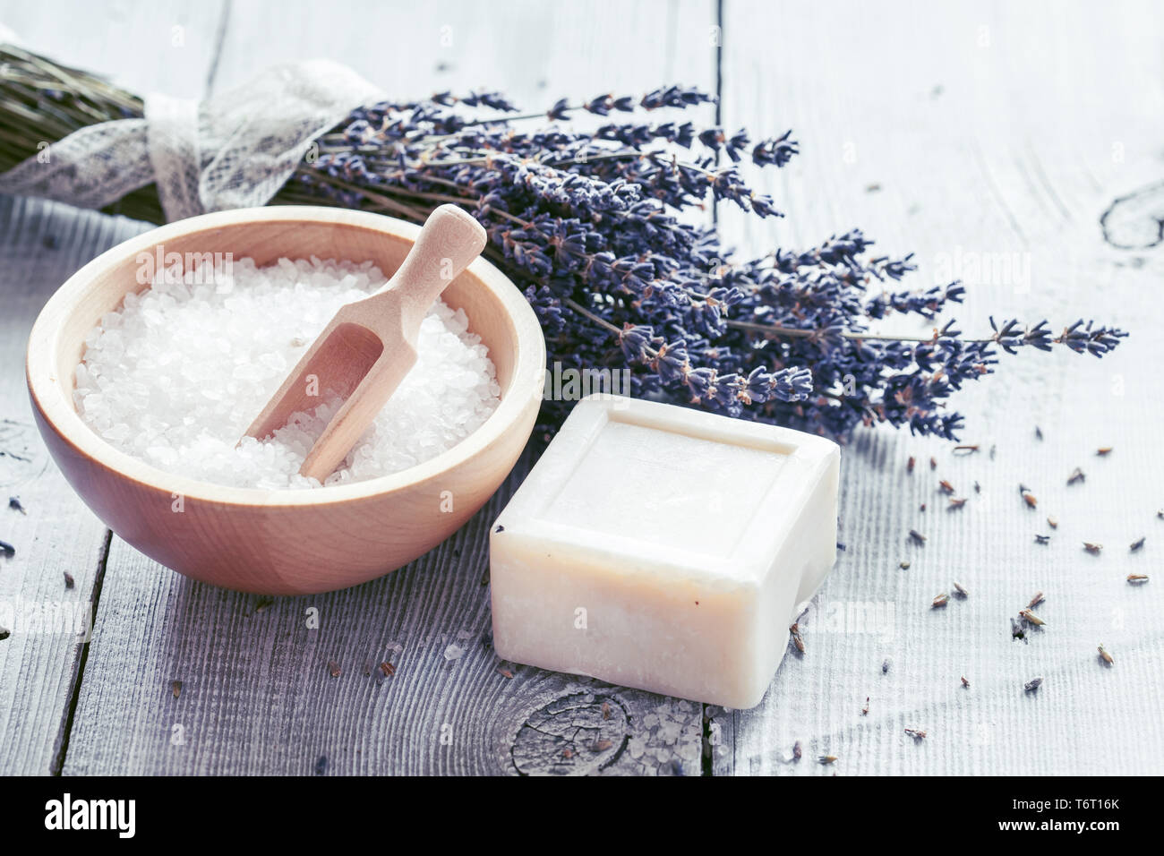 Products for bath, SPA, wellness and hygiene. Stock Photo