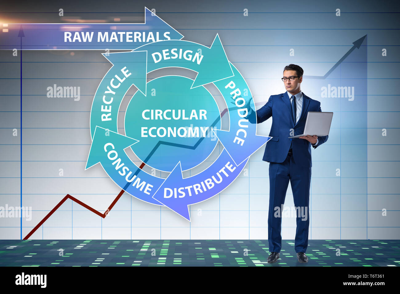 Concept of circular economy with businessman Stock Photo