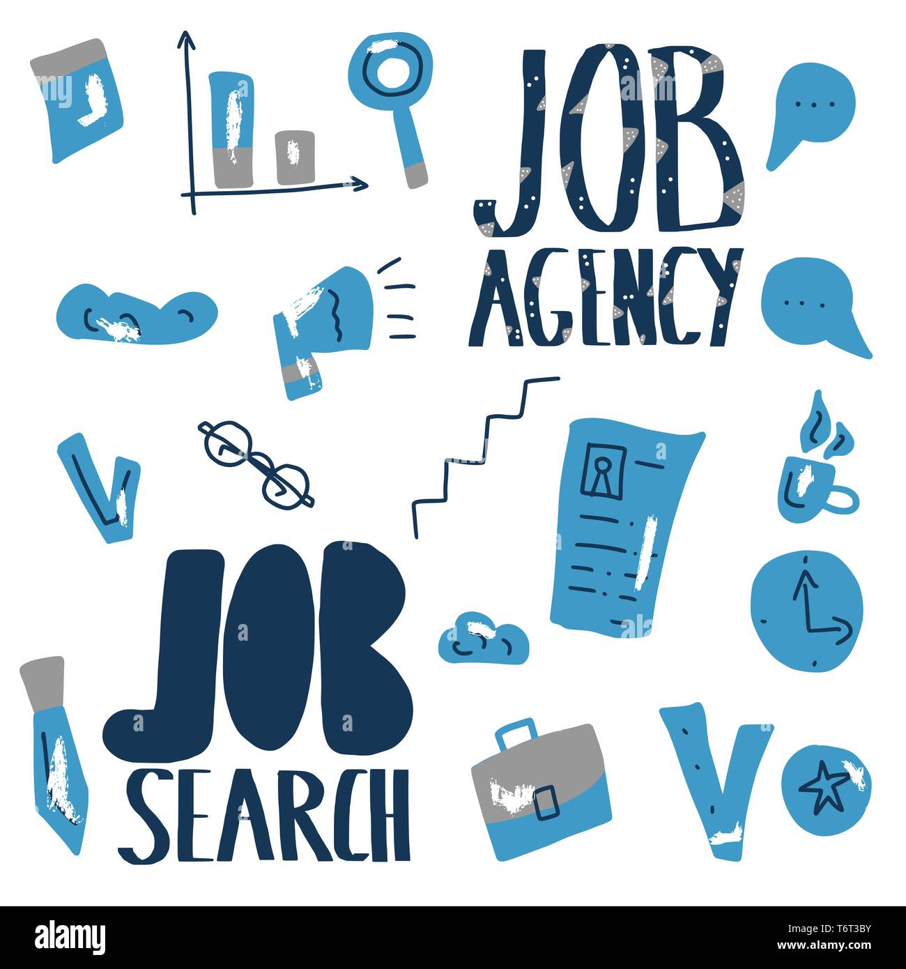 Job search concept. Flat business set elements. Vector color ...