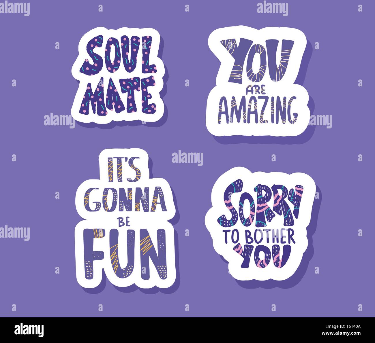 A set of y2k stickers with text motivational Vector Image