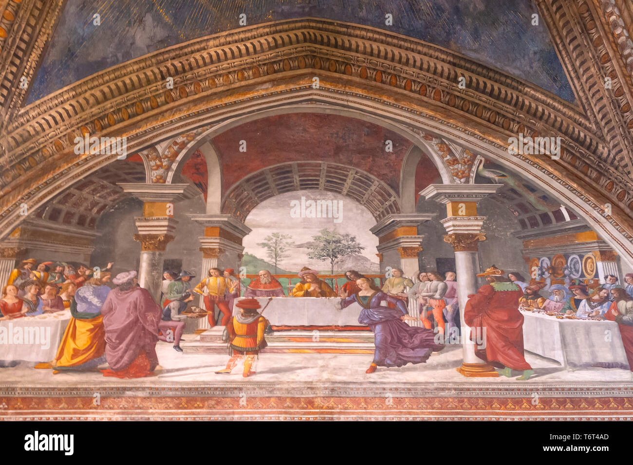 Herod's Banquet, Domenico Ghirlandaio, 1485-1490, Cappella Tornabuoni, Tornabuoni Chapel, Basilica di Santa Maria Novella, Church of Santa Maria Novel Stock Photo