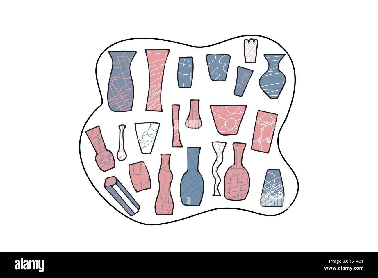 Set of flowers vases in doodle style. Vector illustration Stock Vector ...
